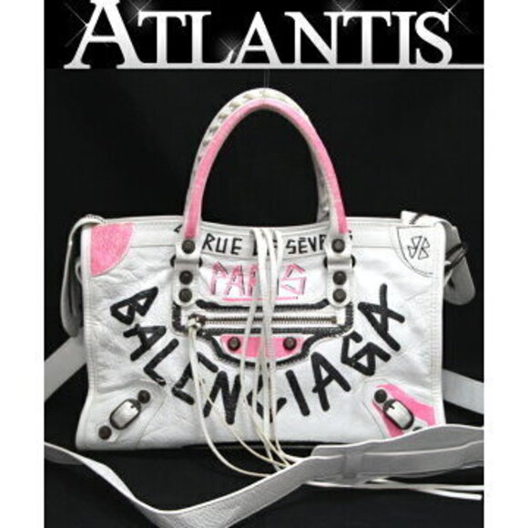 Balenciaga Handbags - Balenciaga City Graffiti Handbag Shoulder Bag Leather